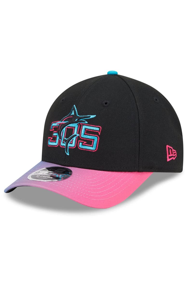 New Era Men's New Era Black/Pink Miami Marlins 2025 City Connect 9FORTY M-Crown Adjustable Hat, Main, color, Black