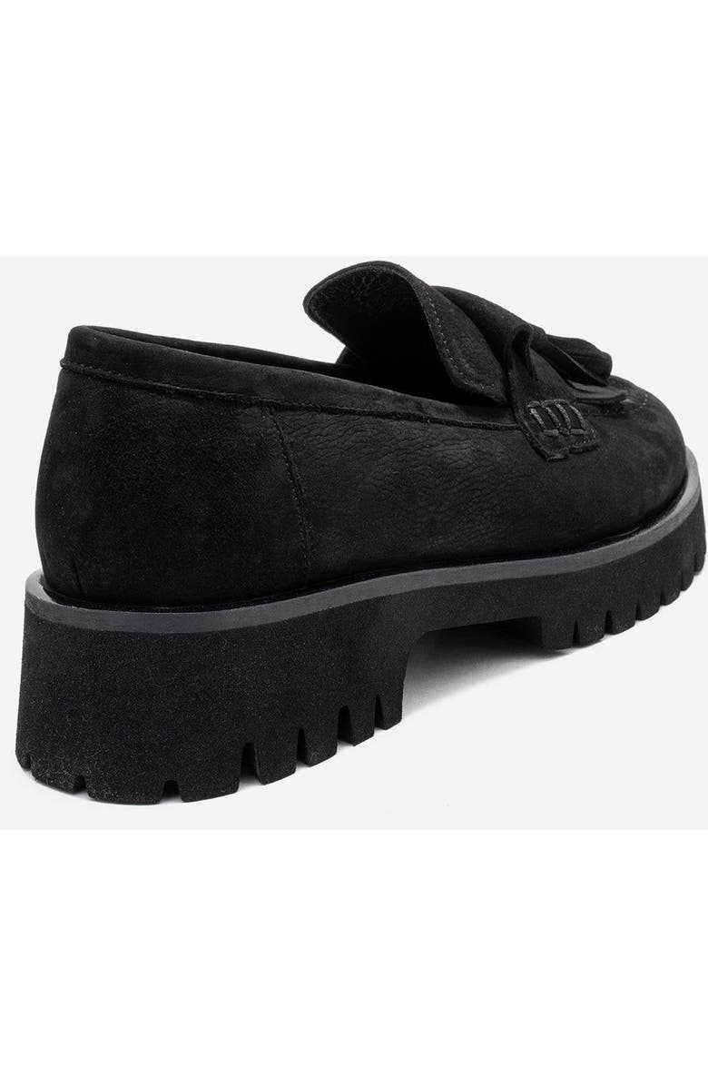Forever & Always Shoes Poen Leather Tassel Loafer, Alternate, color, Black Suede Leather