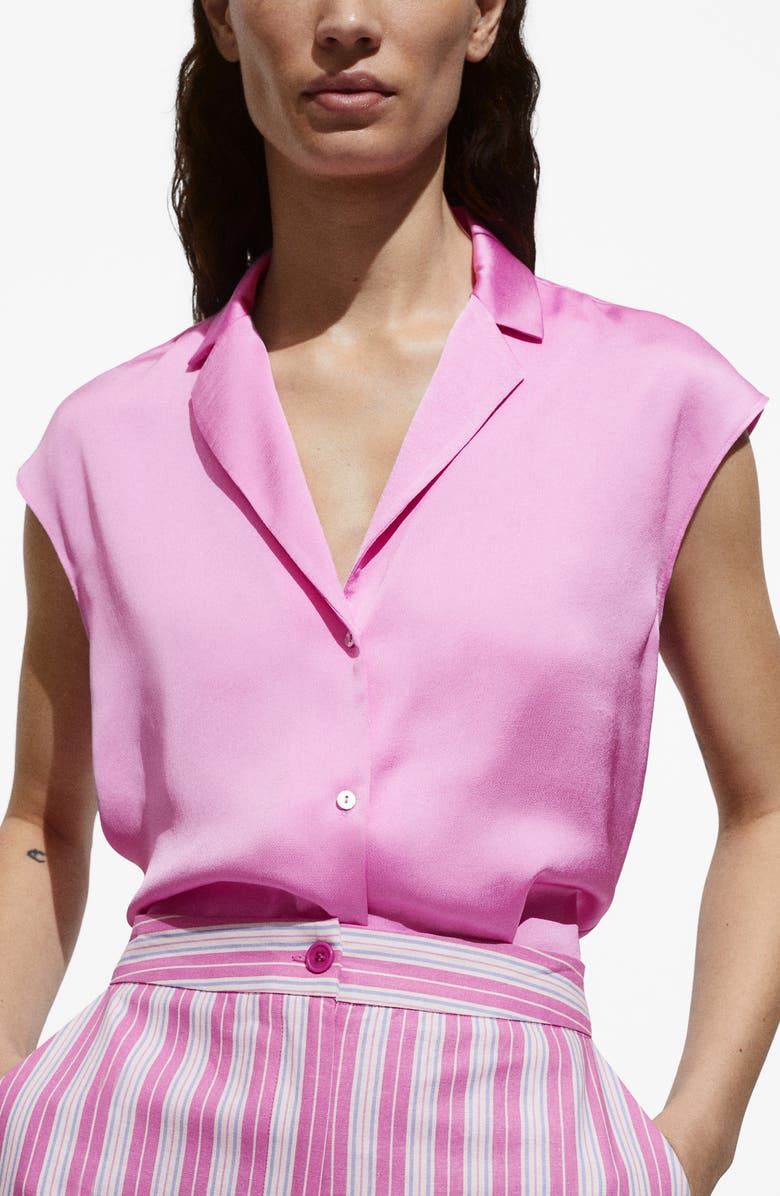 MANGO Satin Button-Up Shirt, Main, color,