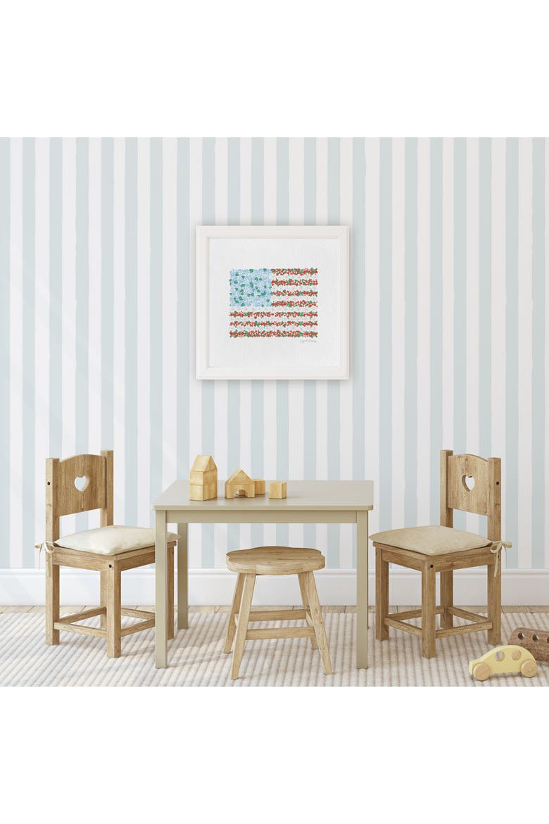 USA Floral Flag Framed Museum Quality 12" x 12" Art Print, Alternate, color, Multicolored