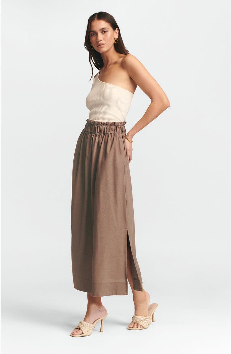 ST MRLO Meli Linen Skirt, Alternate, color, Cacao