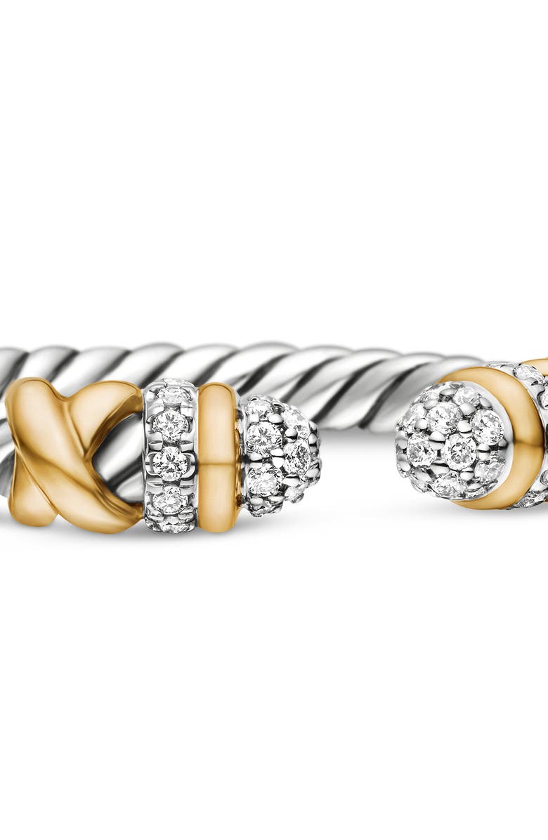 David Yurman Petite Helena Open Ring with 18K Gold & Diamonds, Alternate, color, Diamond/ Silver