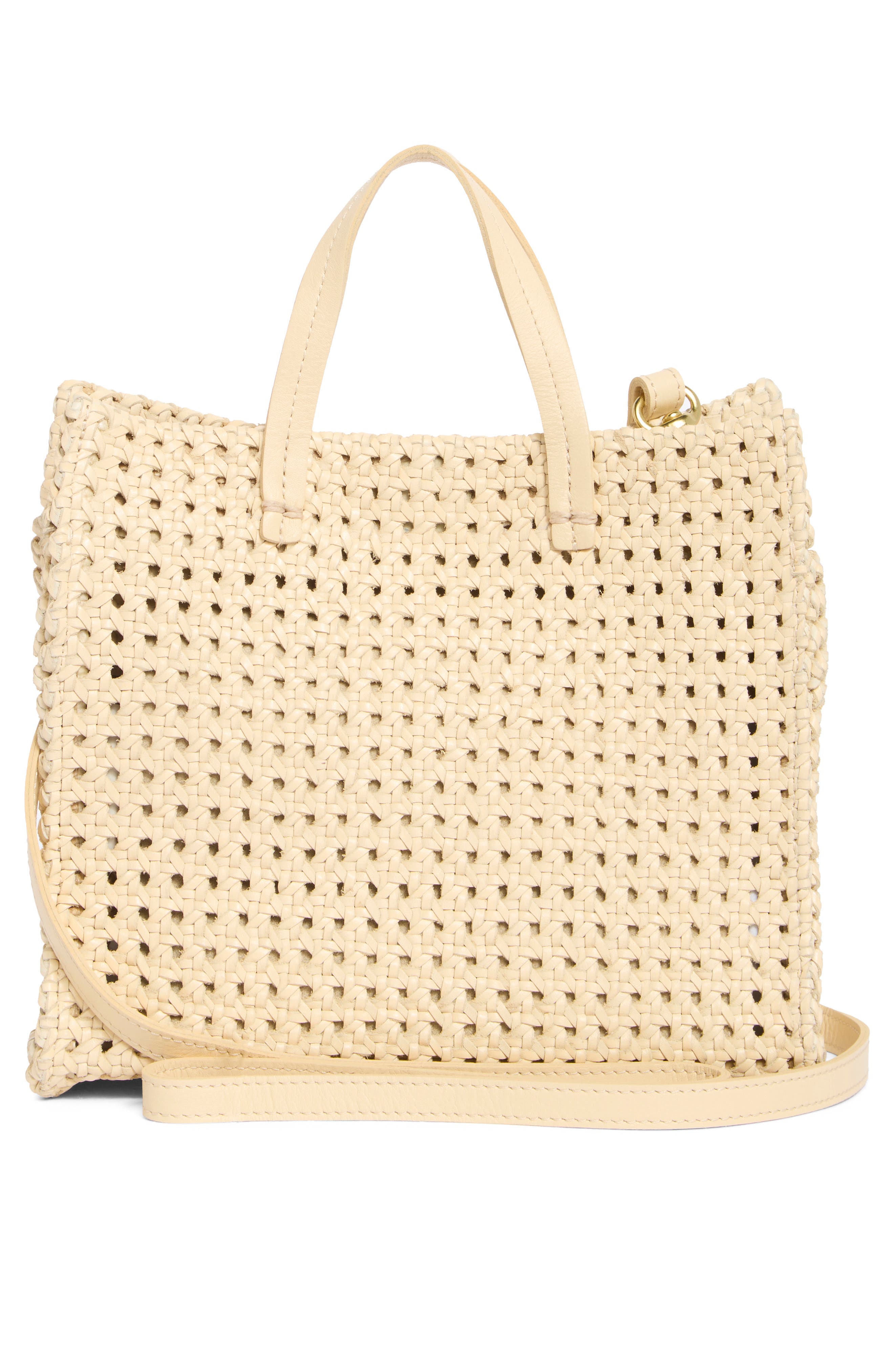 Clare V. Petit Simple Woven Leather Tote, Alternate, color, 