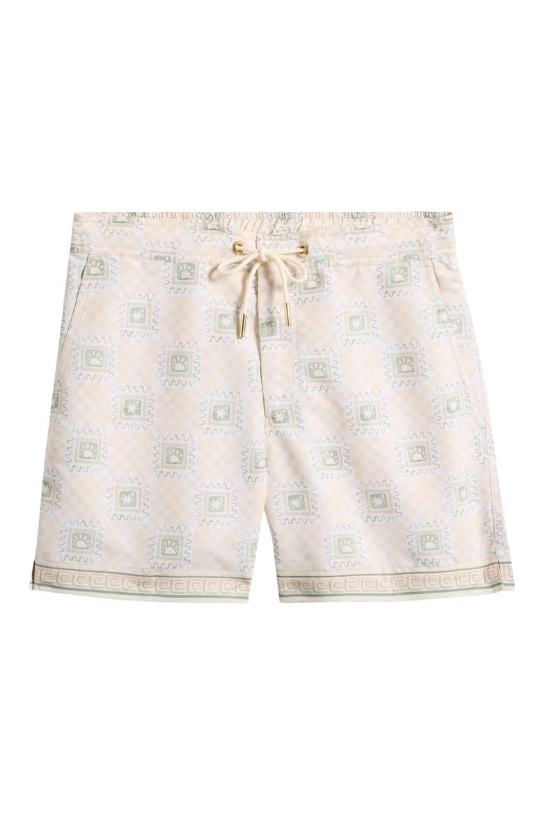 Oceano Telha Tile Print Swim Trunks, Main, color, ECRU- 17