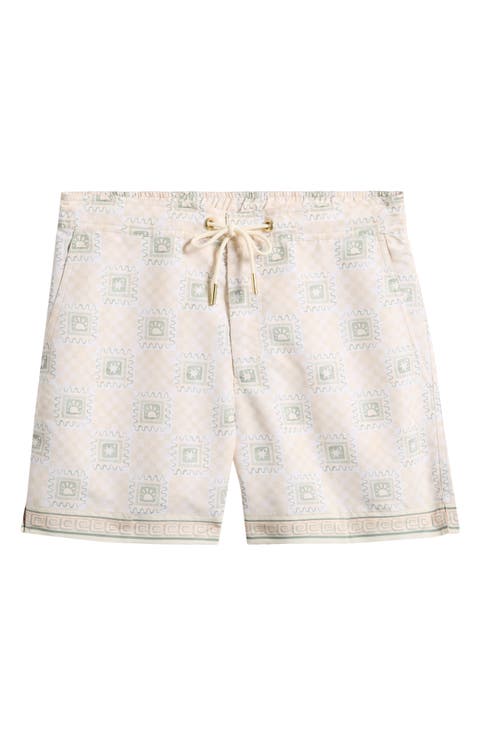 Oceano Telha Tile Print Swim Trunks