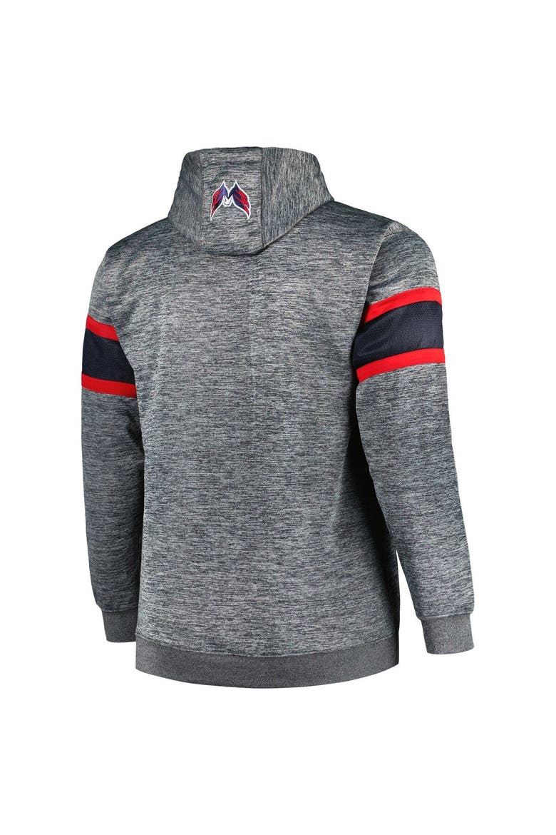 Men's Heather Charcoal Washington Capitals Big & Tall Stripe Pullover Hoodie, Alternate, color, Heather Charcoal