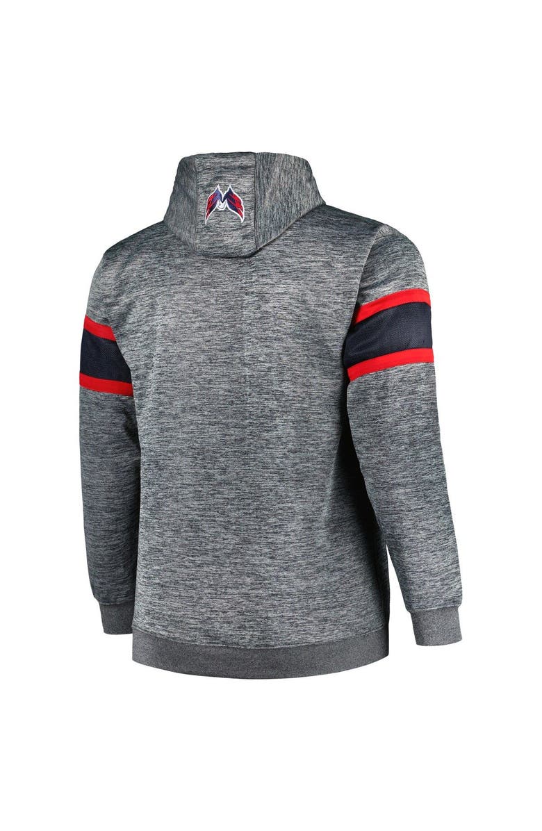 PROFILE Men's Heather Charcoal Washington Capitals Big & Tall Stripe Pullover Hoodie, Alternate, color, Heather Charcoal