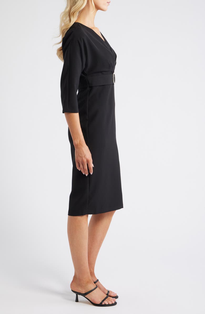 Eliza J Faux Wrap Cocktail Dress, Alternate, color, Black