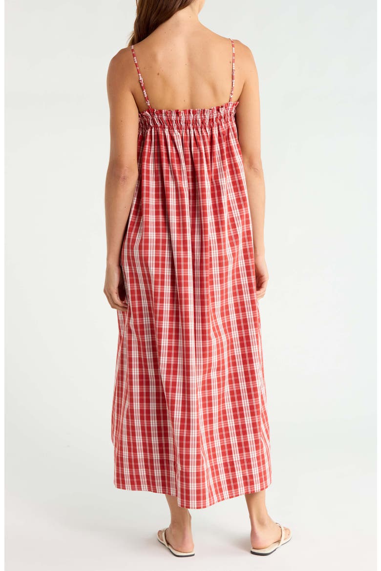 Gerta Plaid Cotton Midi Dress, Alternate, color, INES CHECK TERRA ROSSO