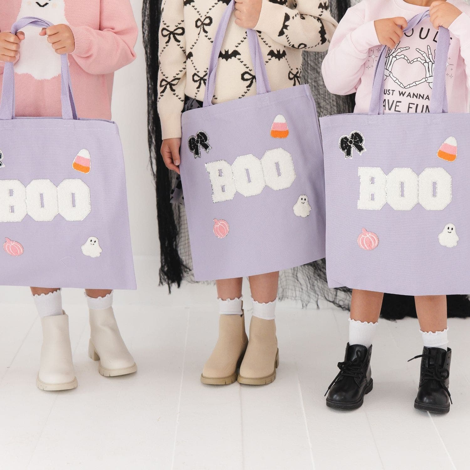 Boo Trick or Treat Patch Halloween Tote, Alternate, color, Lavender