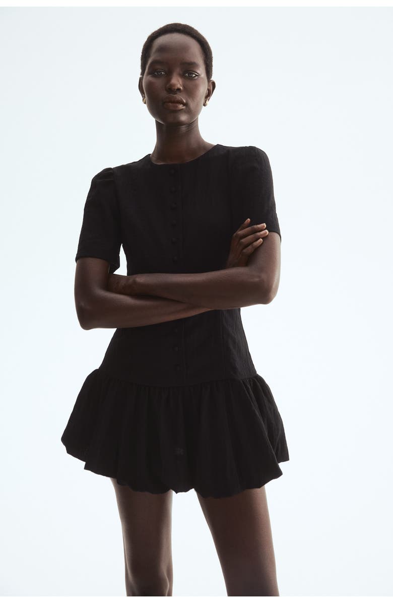 H&M Bubble-hem dress, Alternate, color, Black