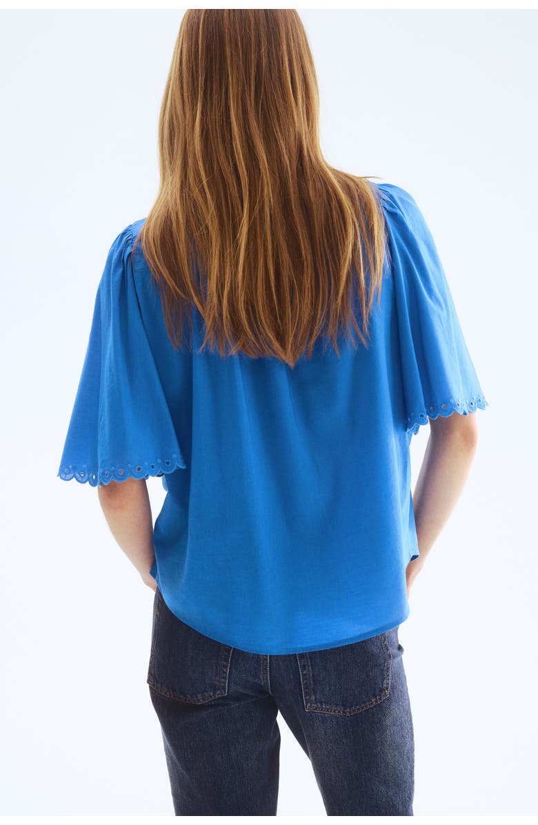 H&M Cotton-blend blouse, Alternate, color, Blue