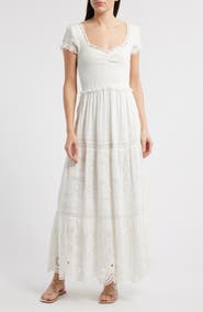 LoveShackFancy Bisolet Lace Trim Tiered Sundress