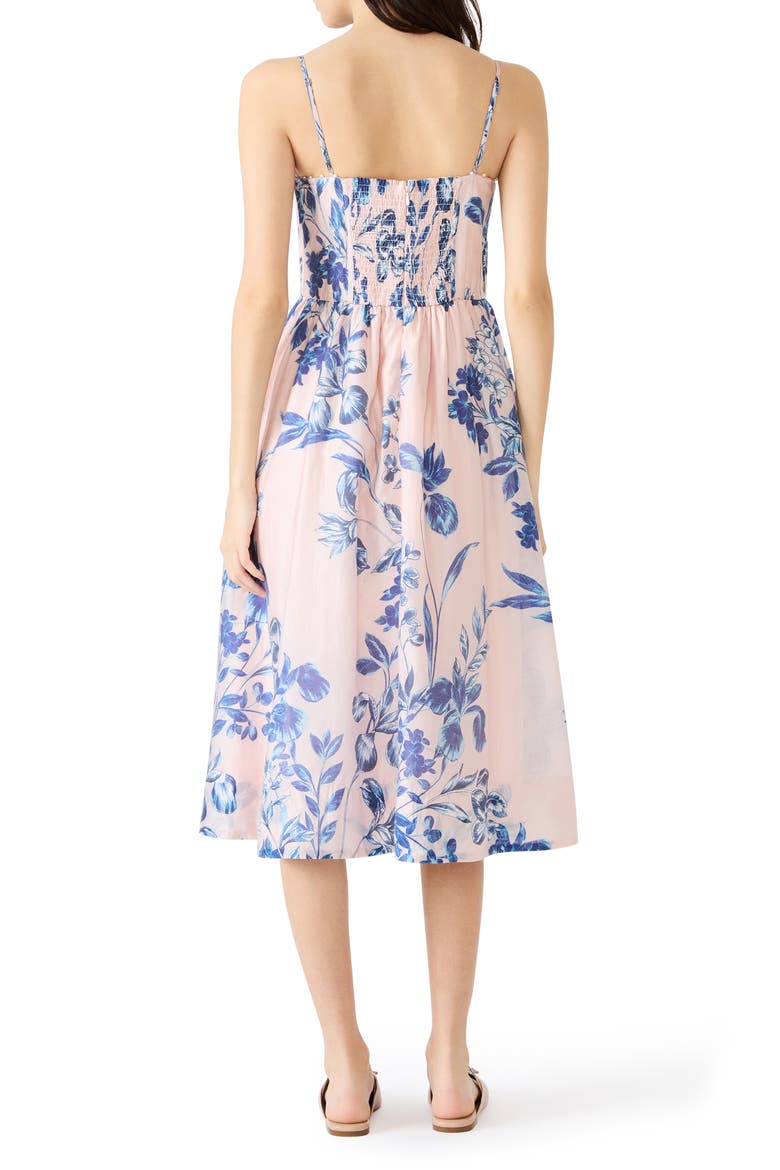Talita Floral Faux Pearl Detail Midi Dress, Alternate, color, PINK TULLE