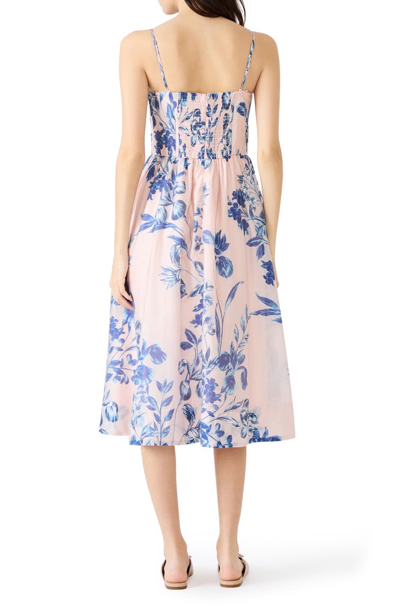 Steve Madden Talita Floral Faux Pearl Detail Midi Dress, Alternate, color, Pink Tulle