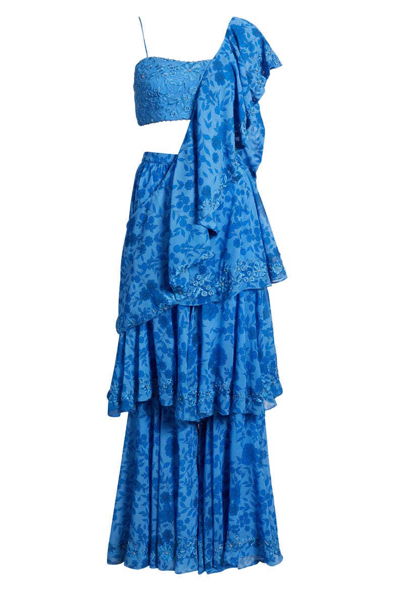 Zaina Choli, Dupatta & Palazzo Pants Set, Alternate, color, SAPPHIRE