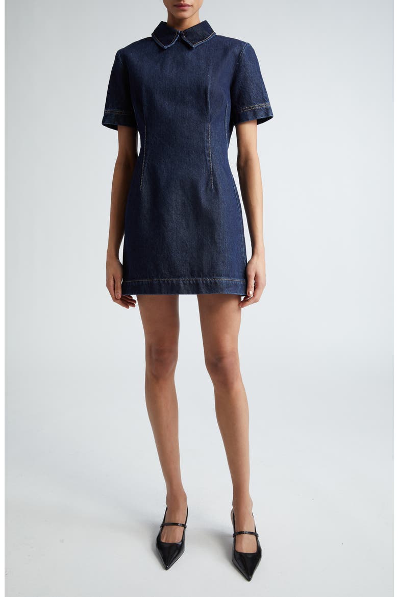 Douglas Short Sleeve Denim Minidress, Alternate, color, MIDNIGHT BLUE