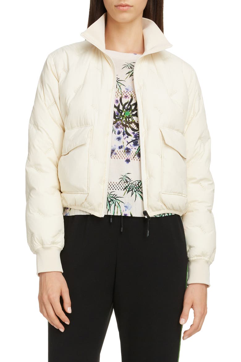 Packable Logo Embroidered Puffer Jacket, Main, color, OFF WHITE