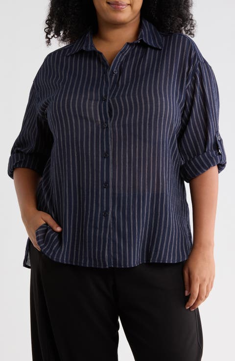 Stripe Long Sleeve Button-Up Shirt