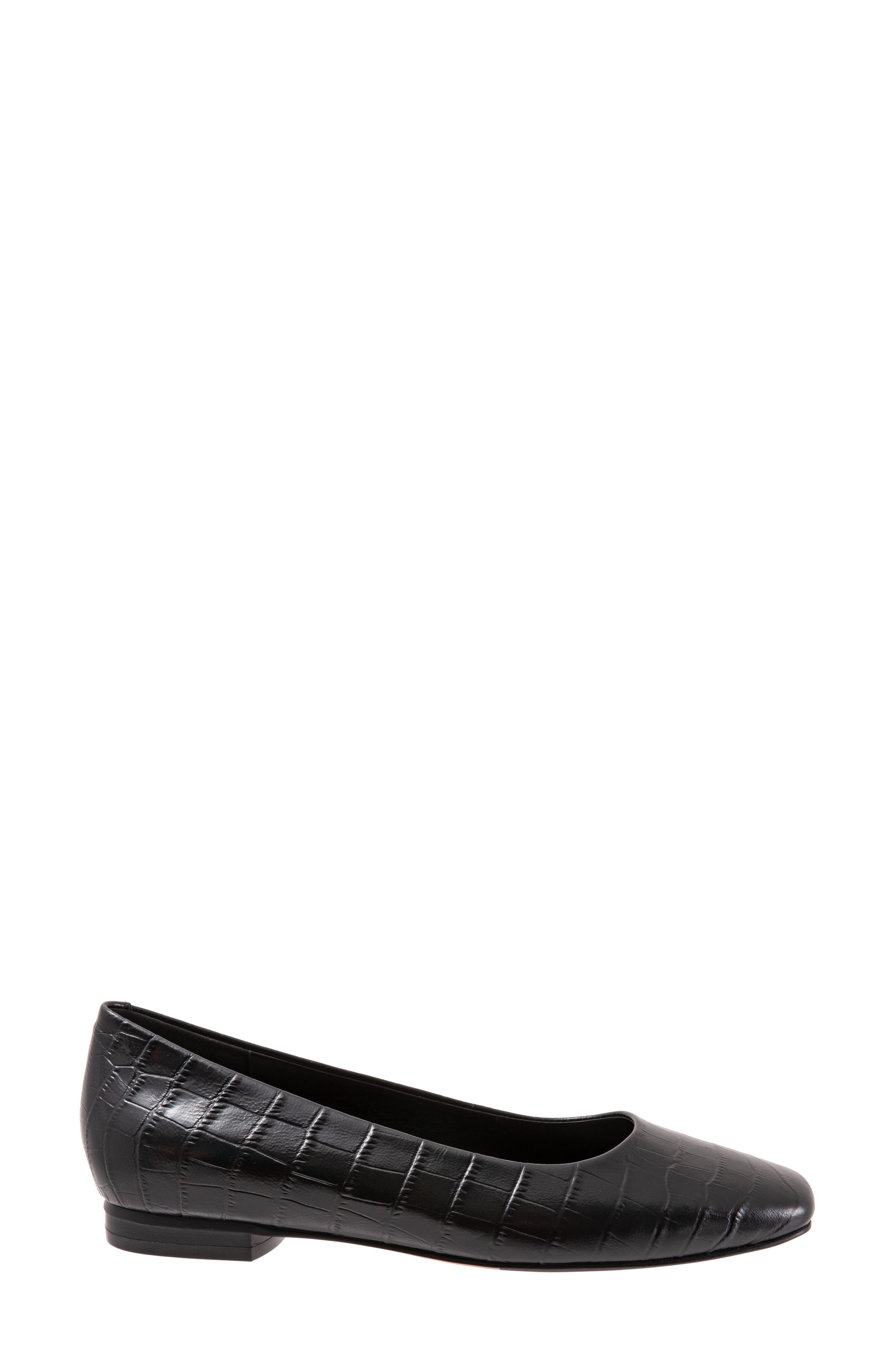 Trotters Honor Flat - Multiple Widths Available, Alternate, color, Black Croc Print Leather