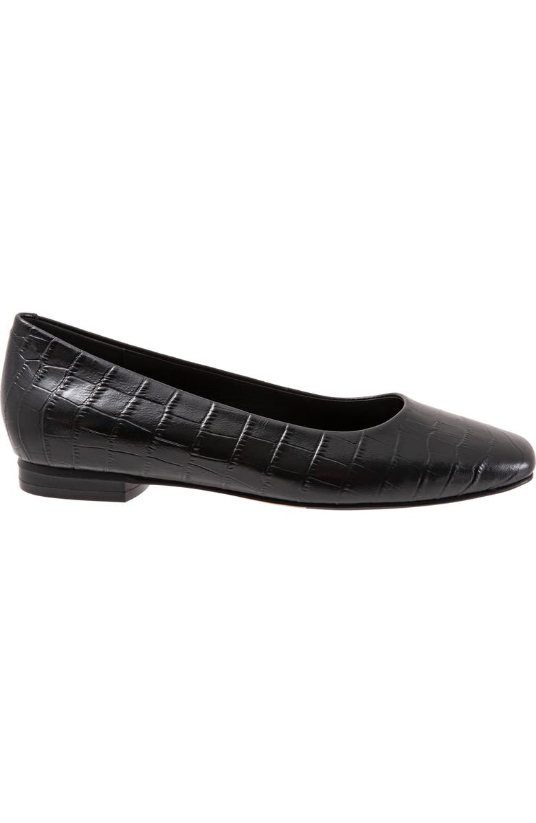 Trotters Honor Flat - Multiple Widths Available, Alternate, color, Black Croc Print Leather