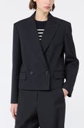 Weekend Max Mara Pinstripe Wool Blend Cropped Blazer