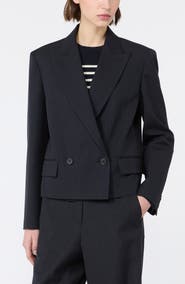 Weekend Max Mara Pinstripe Wool Blend Cropped Blazer