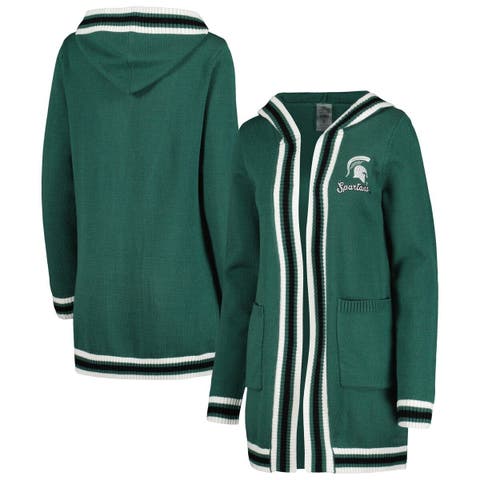 Women's Gameday Couture Green Michigan State Spartans One More Round Tri-Blend Striped Cardigan Sweater
