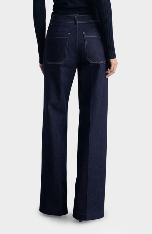 Mango Patch Pocket High Waist Wide Leg Jeans In Open Blue