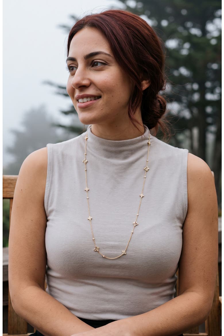 Ameila 14k Gold Plated Station Necklace, Alternate, color, GOLD
