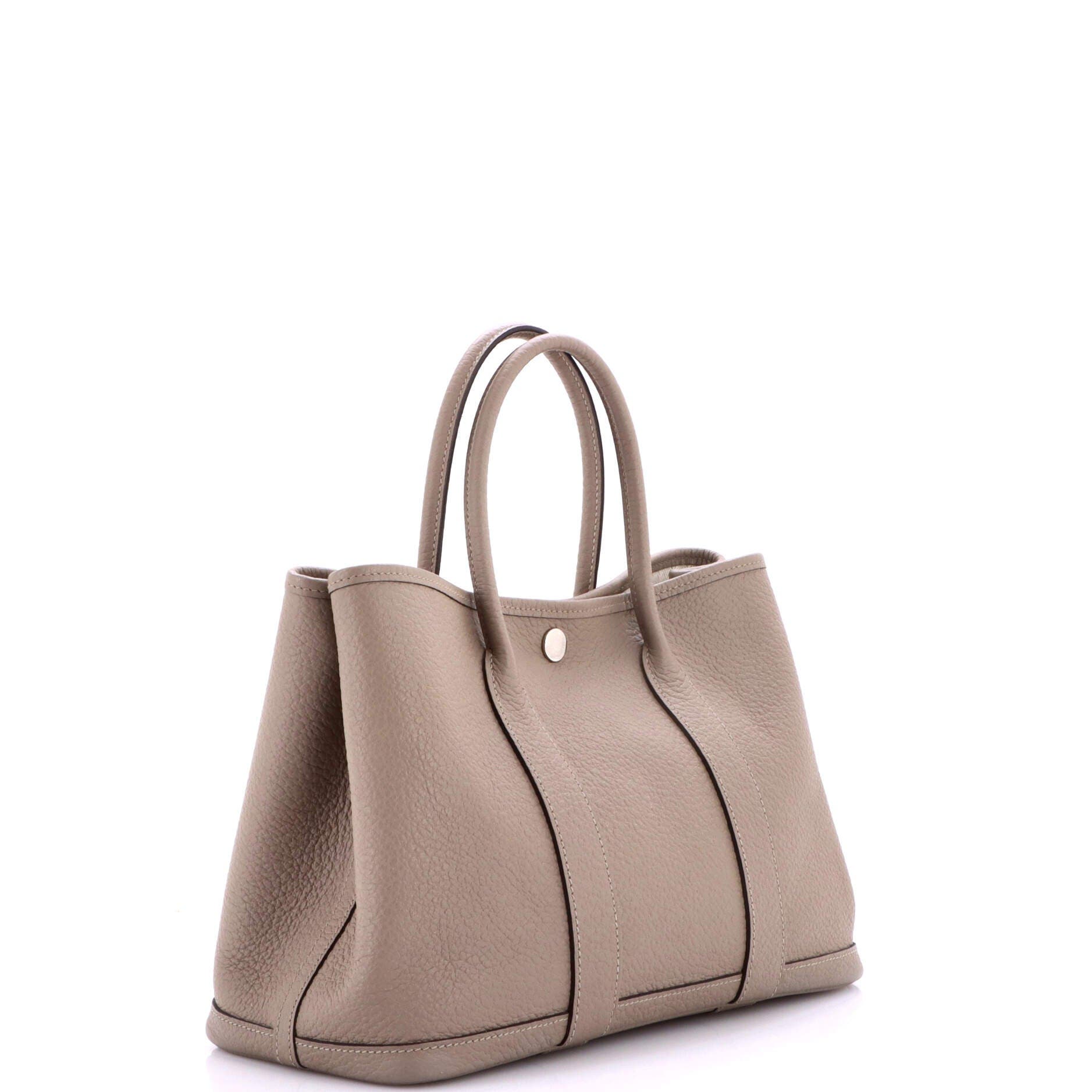 Pre-Owned Hermes Garden Party Tote Leather 30, Alternate, color, Gris Asphalte