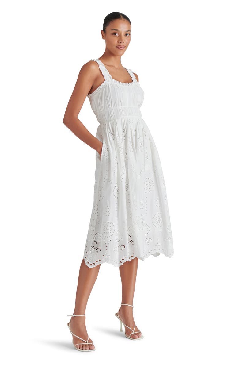 Steve Madden Harmony Eyelet Embroidered Cotton Midi Dress, Alternate, color, White