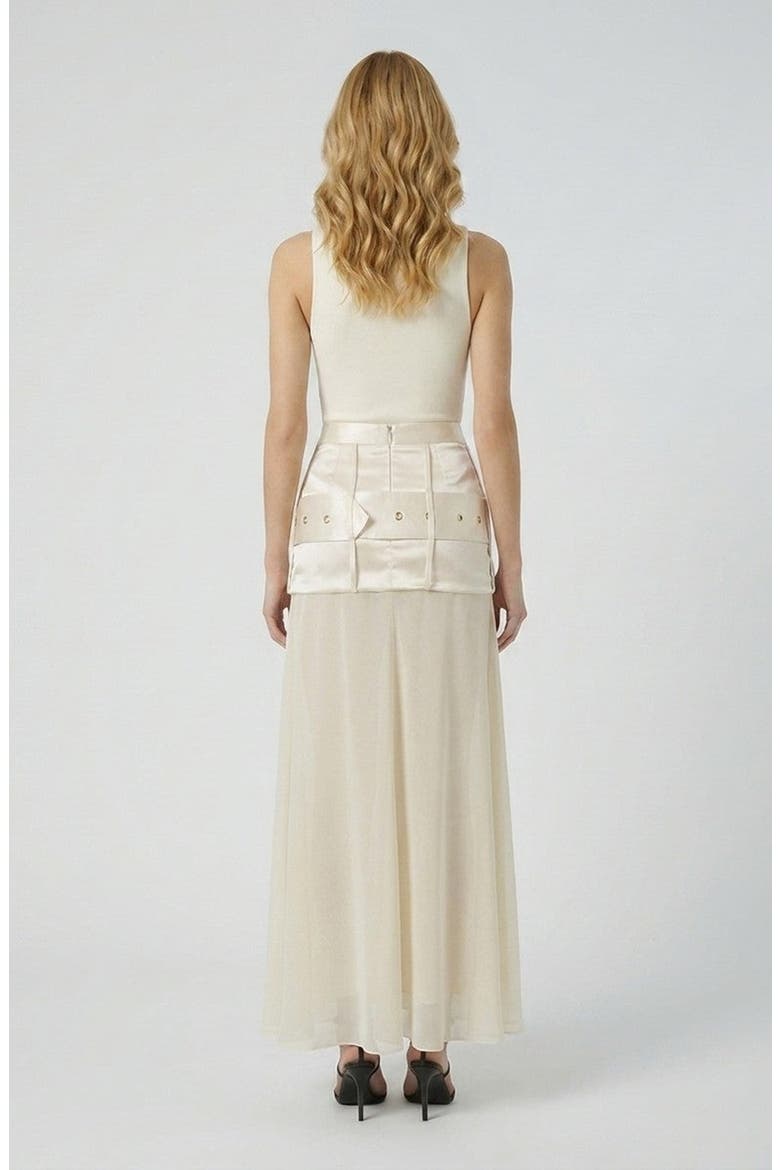 Sheer High Waist Half Skirt, Alternate, color, Beige