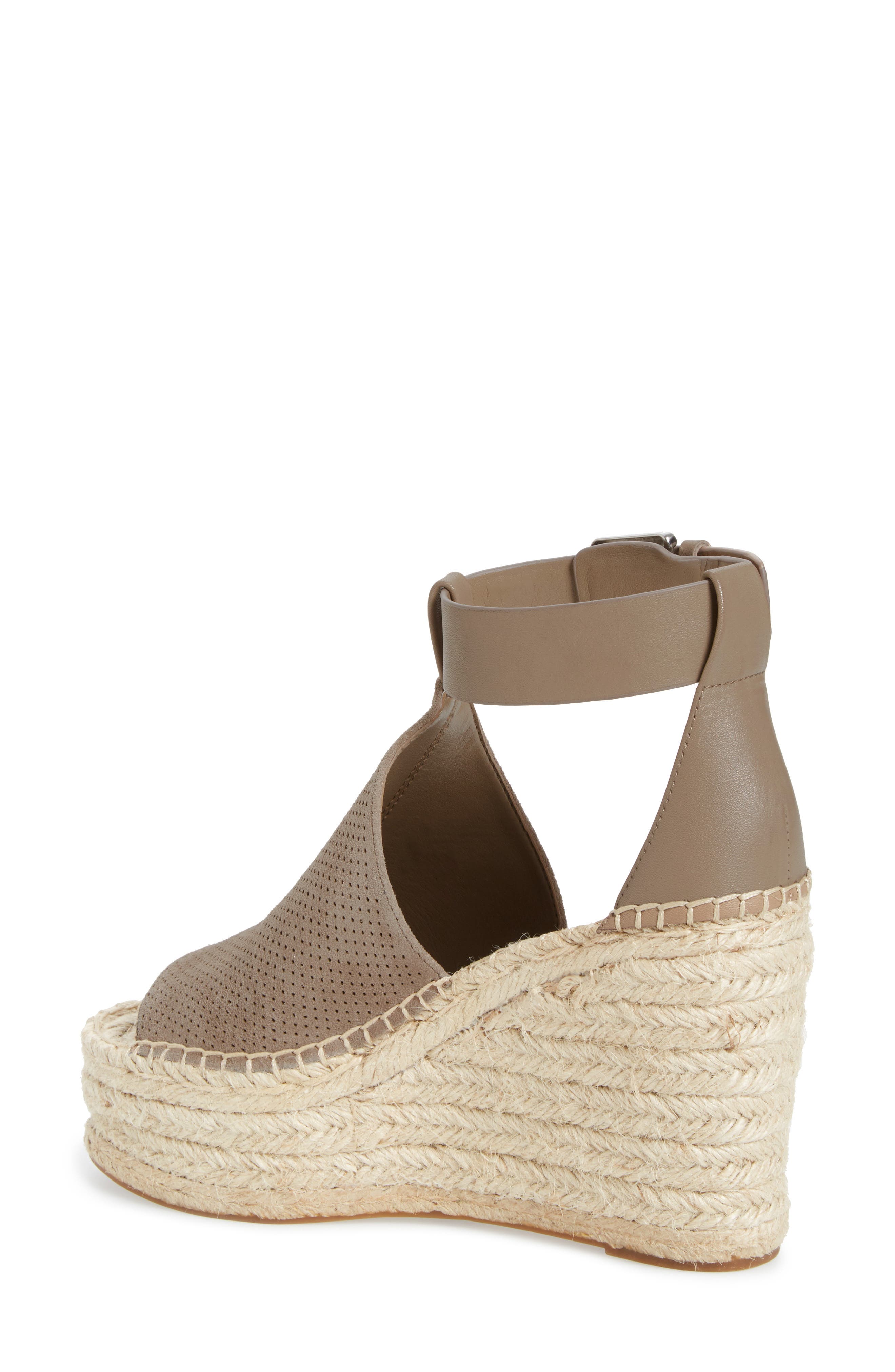 Annie Perforated Espadrille Platform Wedge, Alternate, color, MUSHROOM SUEDE