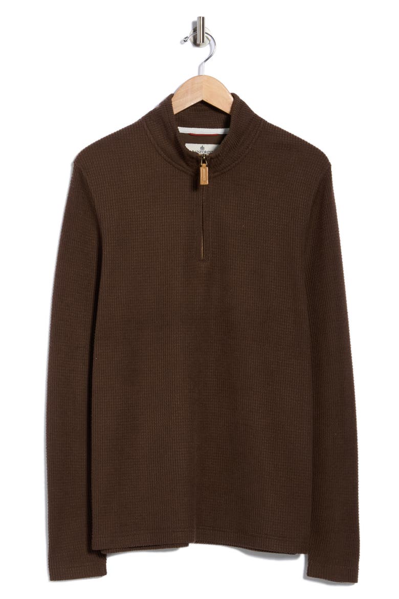 Heritage Lux Waffle Knit Quarter Zip Pullover, Alternate, color, DARK BROWN