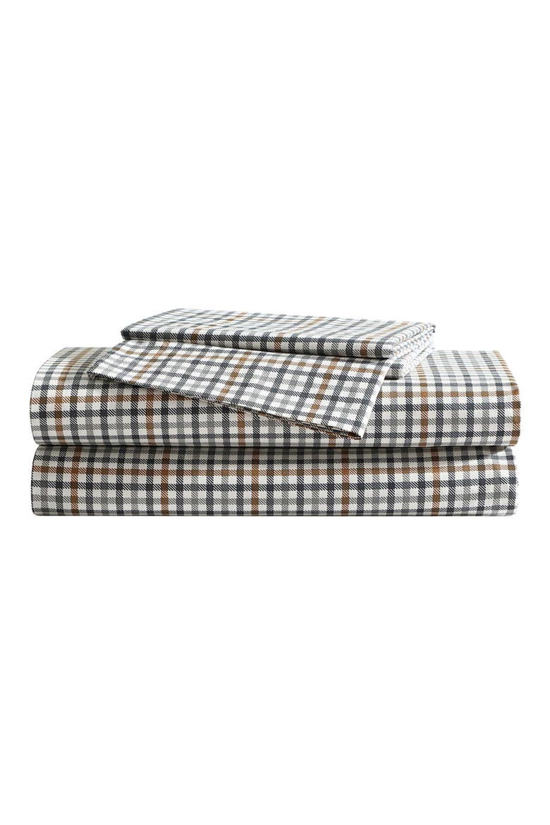 Griffin Plaid Cotton Percale Sheet Set, Main, color, WHITE MULTI