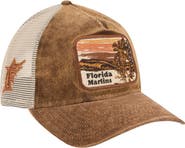 New Era Men's New Era Dark Brown Florida Marlins Vintage Landscape 9TWENTY A-Frame Adjustable Trucker Hat