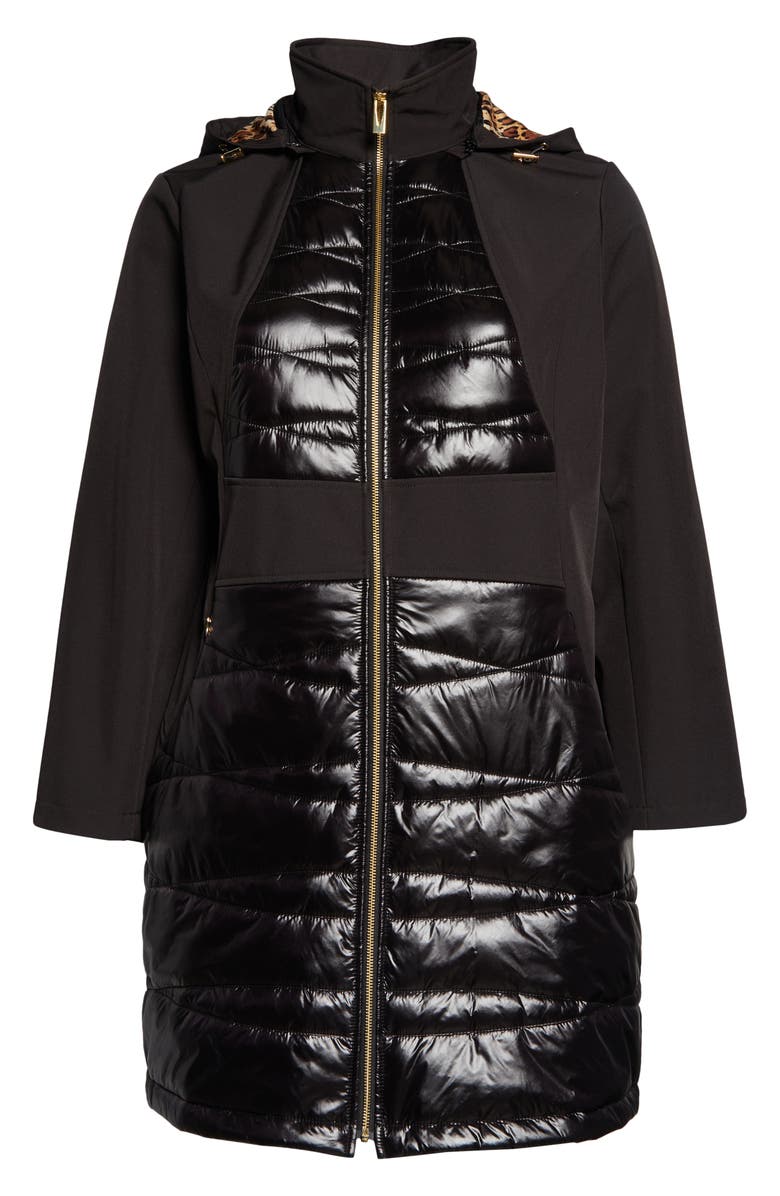 Via Spiga Mixed Media Water Repellent Longline Coat, Alternate, color,