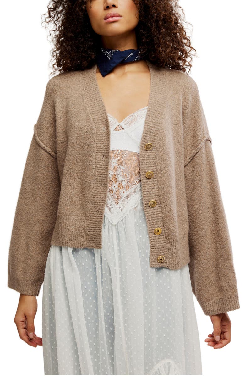 Free People Cool of the Night Cardigan, Main, color, Mocha Melange
