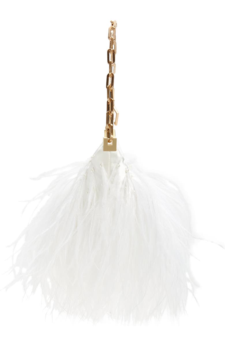 Cult Gaia Gia Ostrich Feather Shoulder Bag, Alternate, color,