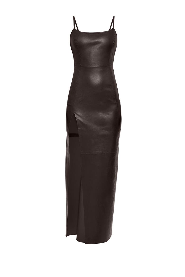 Aphrodite Stretch Leather Dress, Alternate, color, Espresso