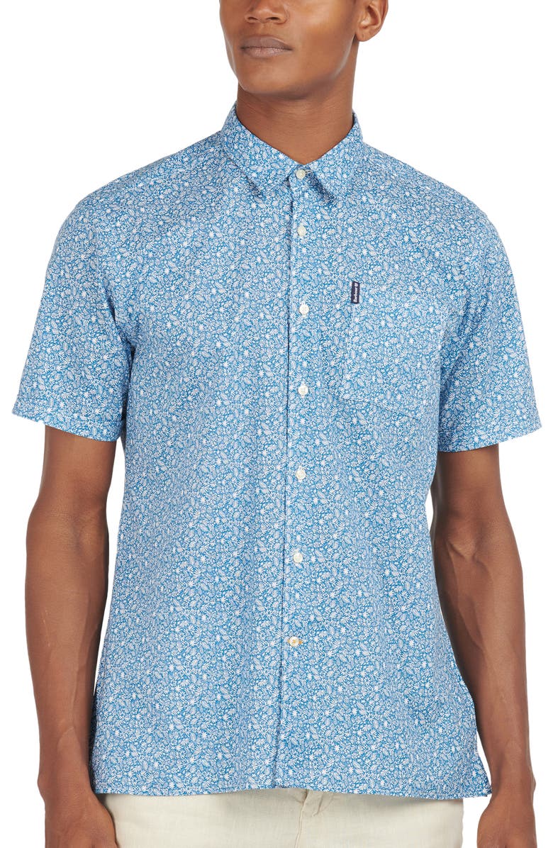 Barbour Summer Print Short Sleeve Button-Up Shirt, Main, color,