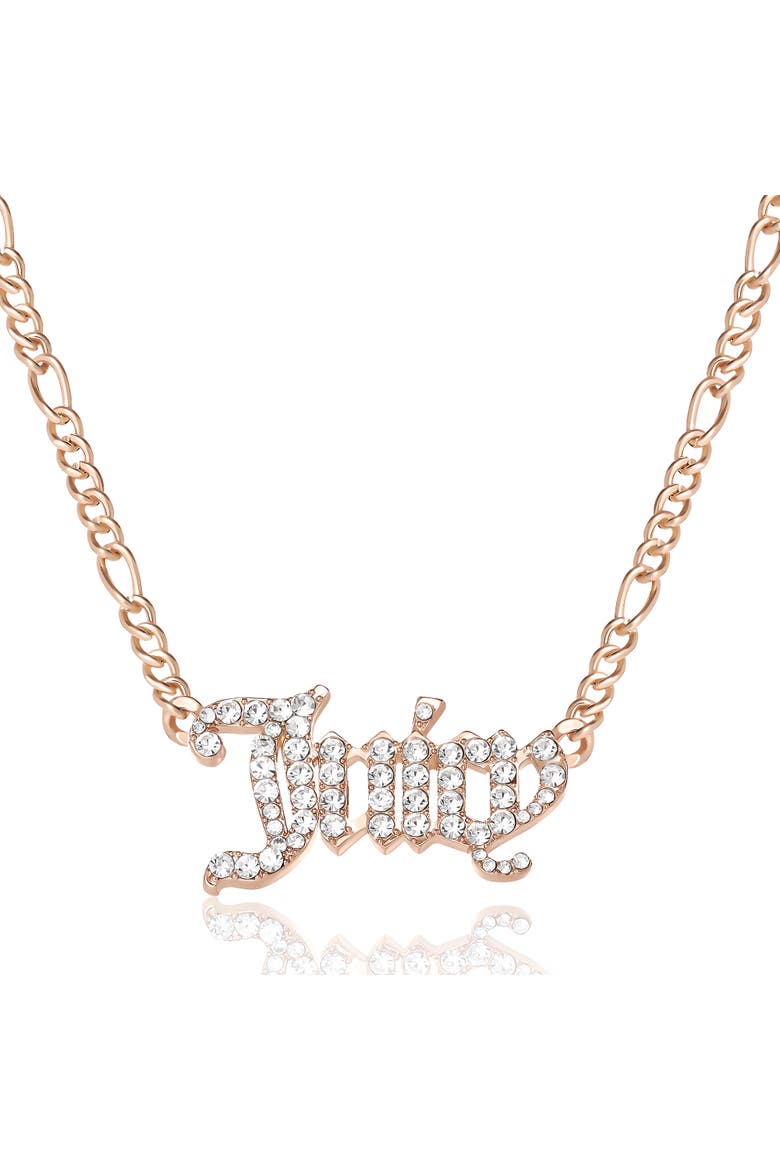 Crystal Script Logo Chain Necklace, Main, color, Gold