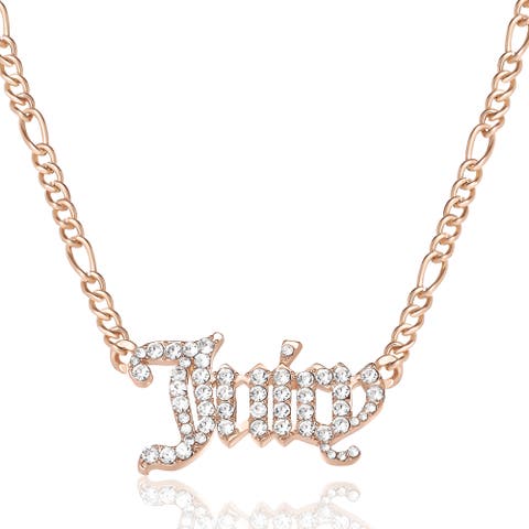 Crystal Script Logo Chain Necklace