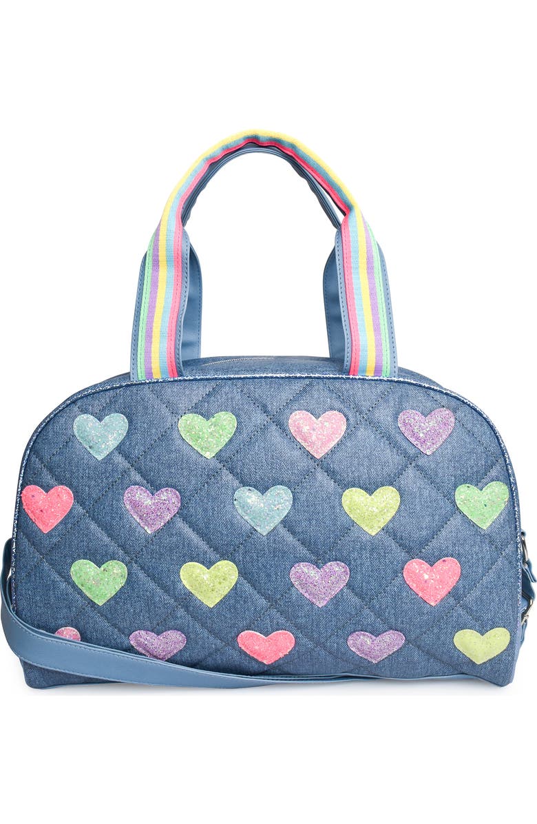 OMG Accessories Kids' Heart Diamond Quilted Duffle Bag, Main, color,