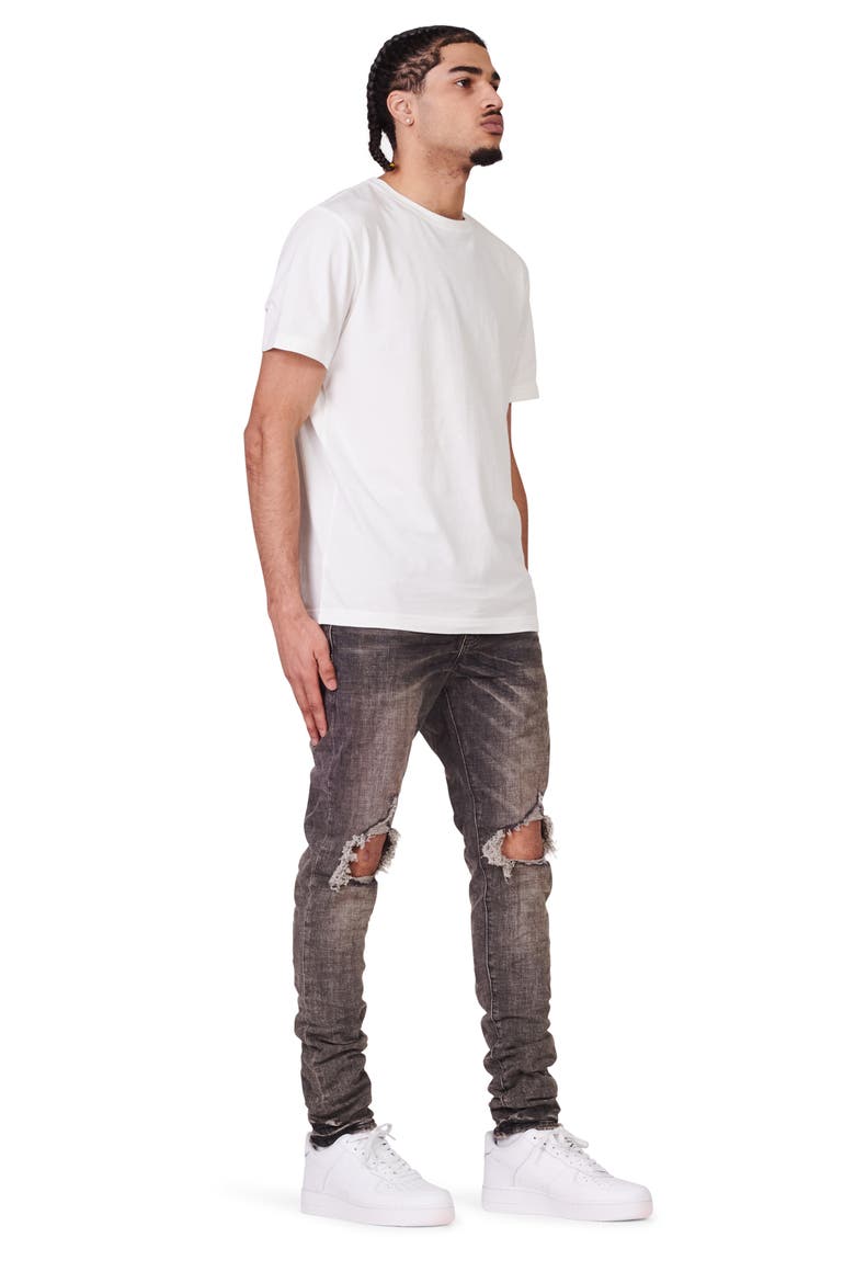 Ripped Stretch Skinny Jeans, Alternate, color, GREY DIRTY BLOWOUT