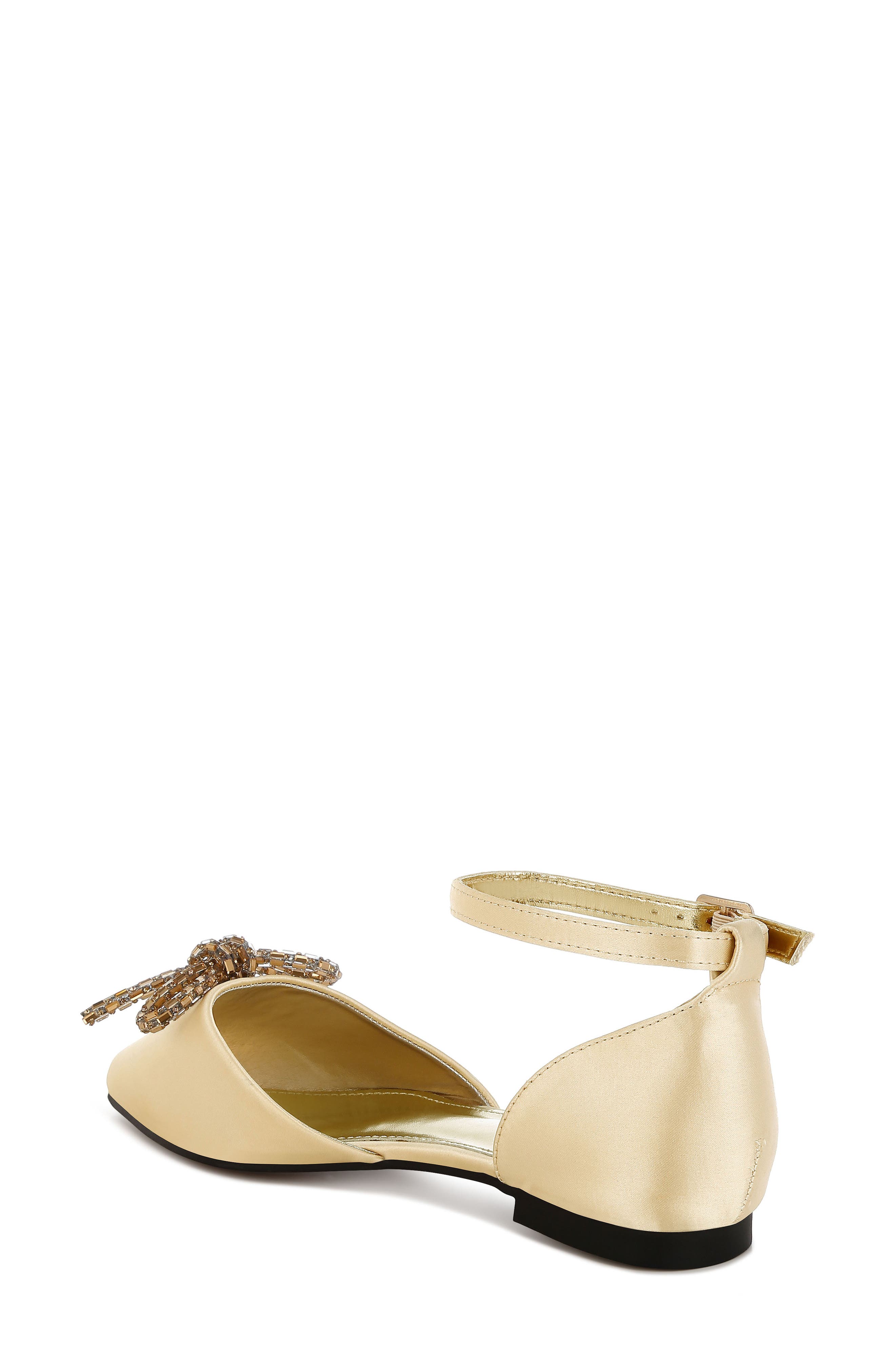 Simina Embellished Ankle Tie Flat, Alternate, color, GOLD