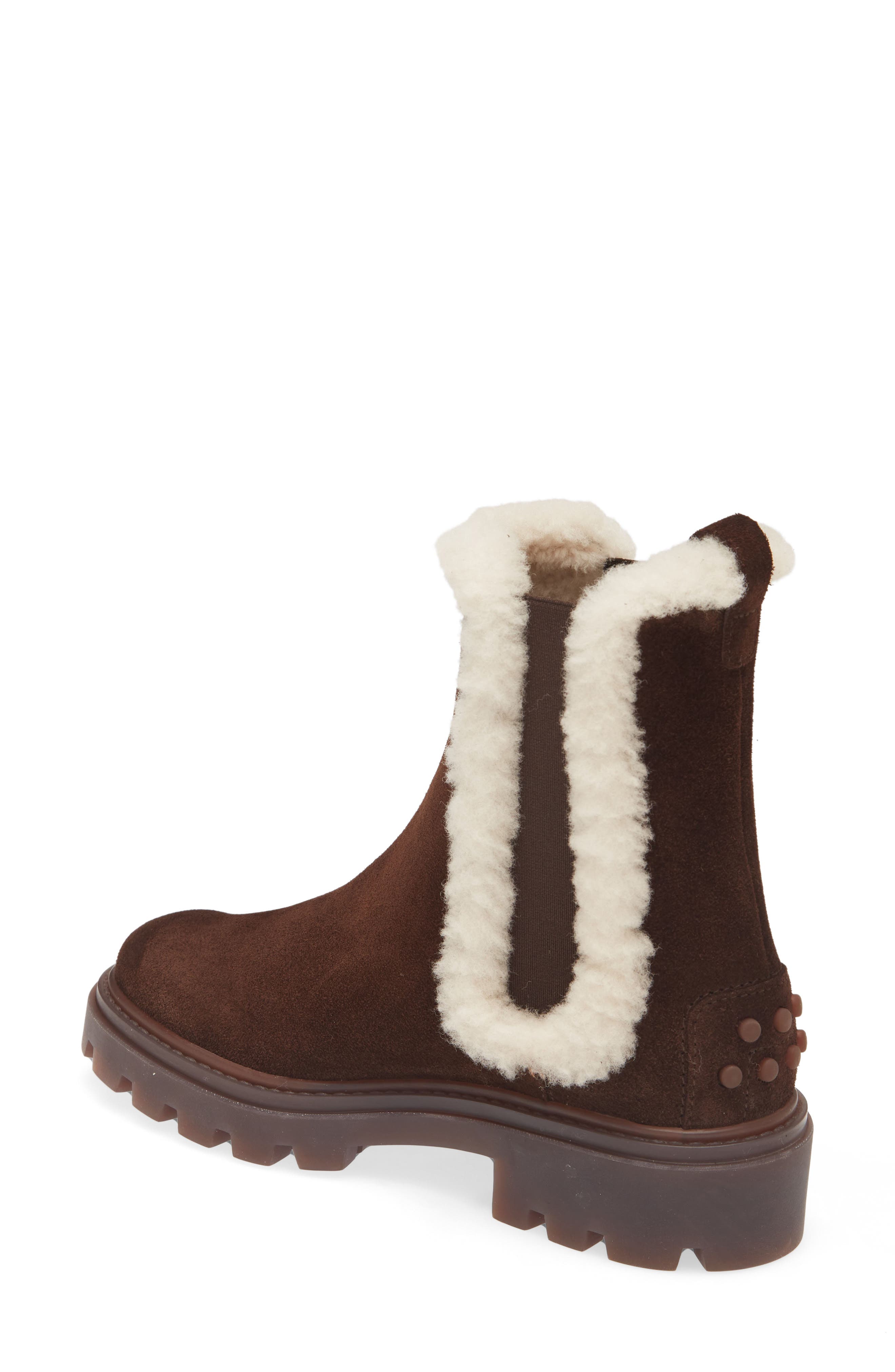 Tod's Gomma Genuine Shearling Lined Chelsea Boot, Alternate, color, 