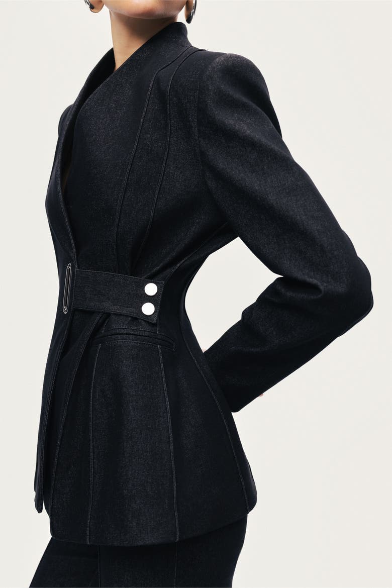 Women's Sharply Tailored Belt Detailed Blazer, Alternate, color, Black