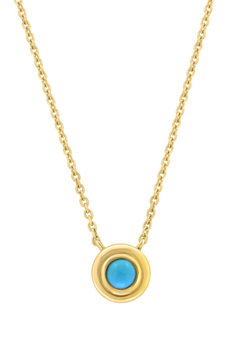 Gold Plated Sterling Silver Turquoise Pendant Necklace, Alternate, color, BLUE